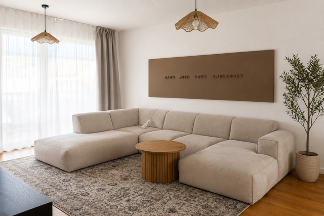 Sofa-Landschaft mit Teppich