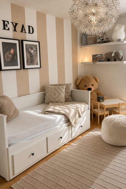 Kinderzimmer in Beige-Streifen